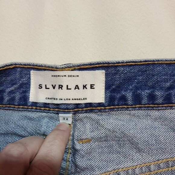 SLVRLAKE London High Waist Crop Straight Leg Distressed Jeans Size 32 - Picture 5 of 9